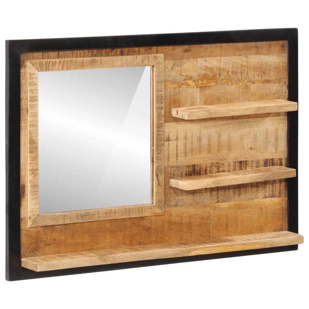 Mirror with Shelves 80x8x55 cm Glass and Solid Wood Mango