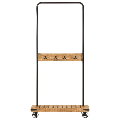 Clothes Rack with Wheels 90x35x190 cm Solid Wood Mango and Iron