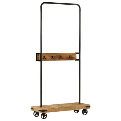 Clothes Rack with Wheels 90x35x190 cm Solid Wood Mango and Iron