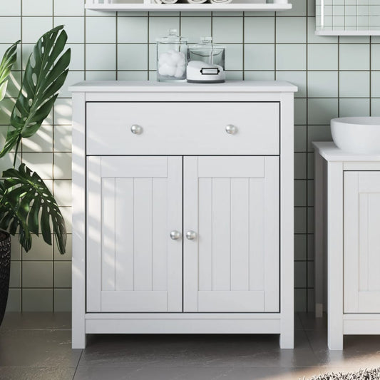 Bathroom Cabinet BERG White 69.5x34x80 cm Solid Wood Pine