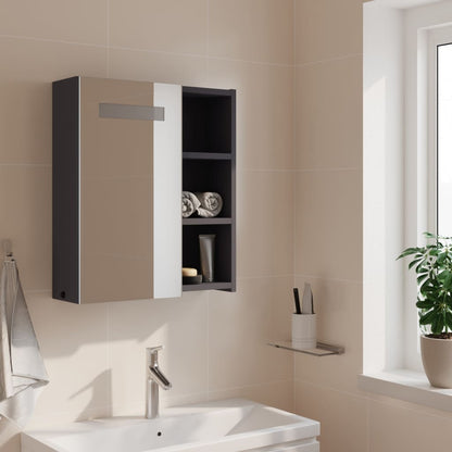 Bathroom Mirror Cabinet with LED Light Grey 45x13x52 cm