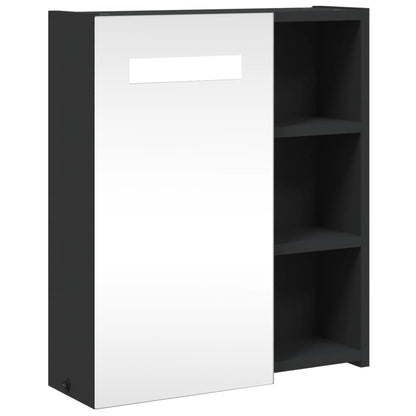 Bathroom Mirror Cabinet with LED Light Black 45x13x52 cm