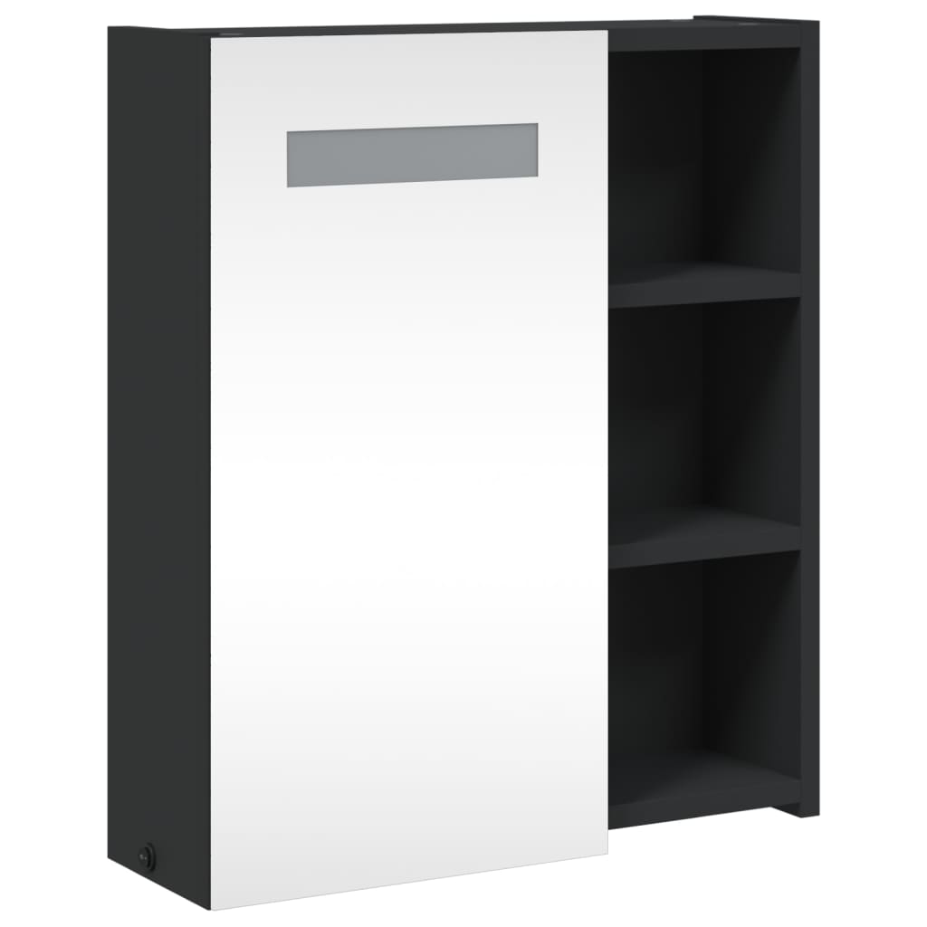 Bathroom Mirror Cabinet with LED Light Black 45x13x52 cm