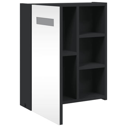 Bathroom Mirror Cabinet with LED Light Black 45x13x52 cm