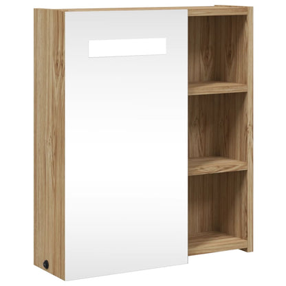 Bathroom Mirror Cabinet with LED Light Oak 45x13x52 cm