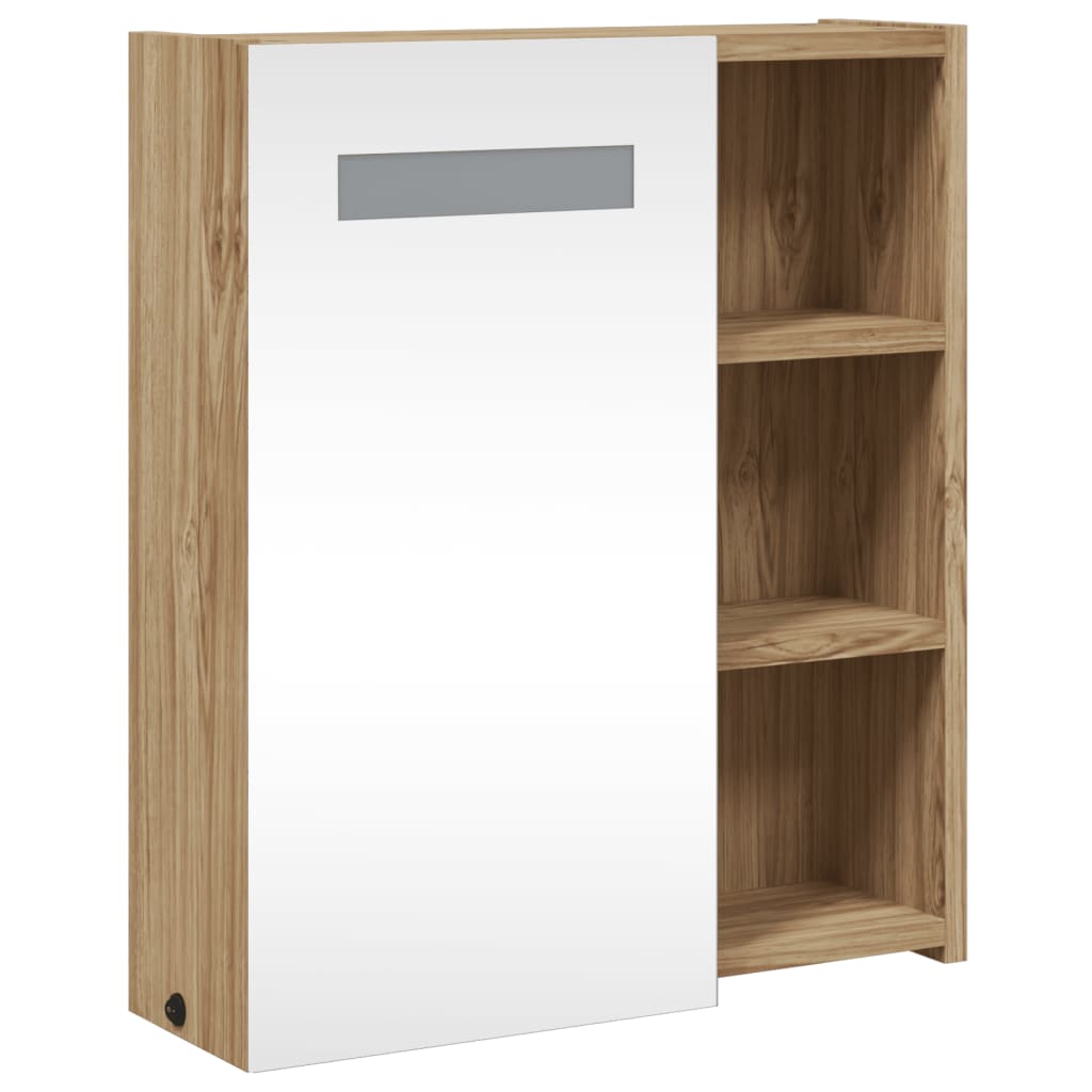 Bathroom Mirror Cabinet with LED Light Oak 45x13x52 cm