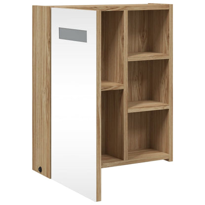 Bathroom Mirror Cabinet with LED Light Oak 45x13x52 cm