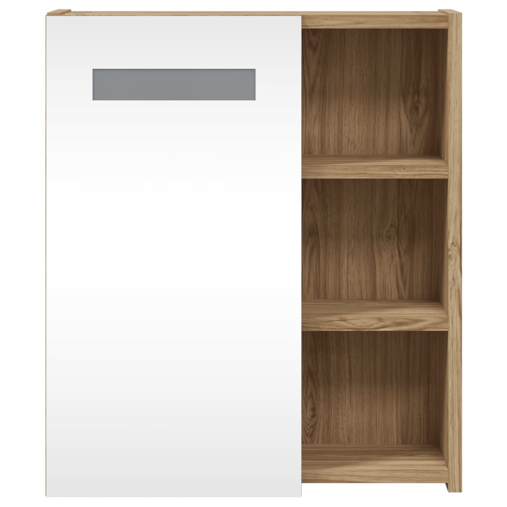 Bathroom Mirror Cabinet with LED Light Oak 45x13x52 cm