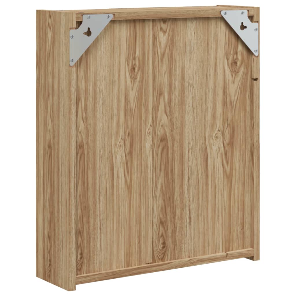 Bathroom Mirror Cabinet with LED Light Oak 45x13x52 cm