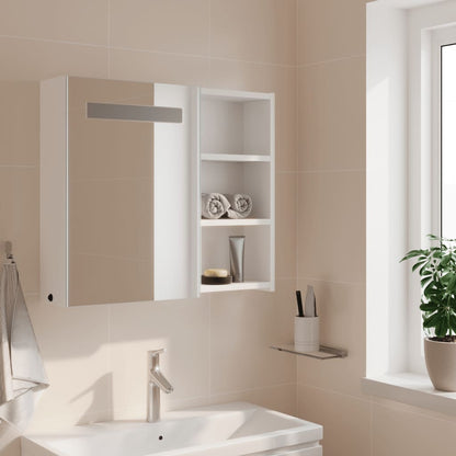 Bathroom Mirror Cabinet with LED Light White 60x13x52 cm