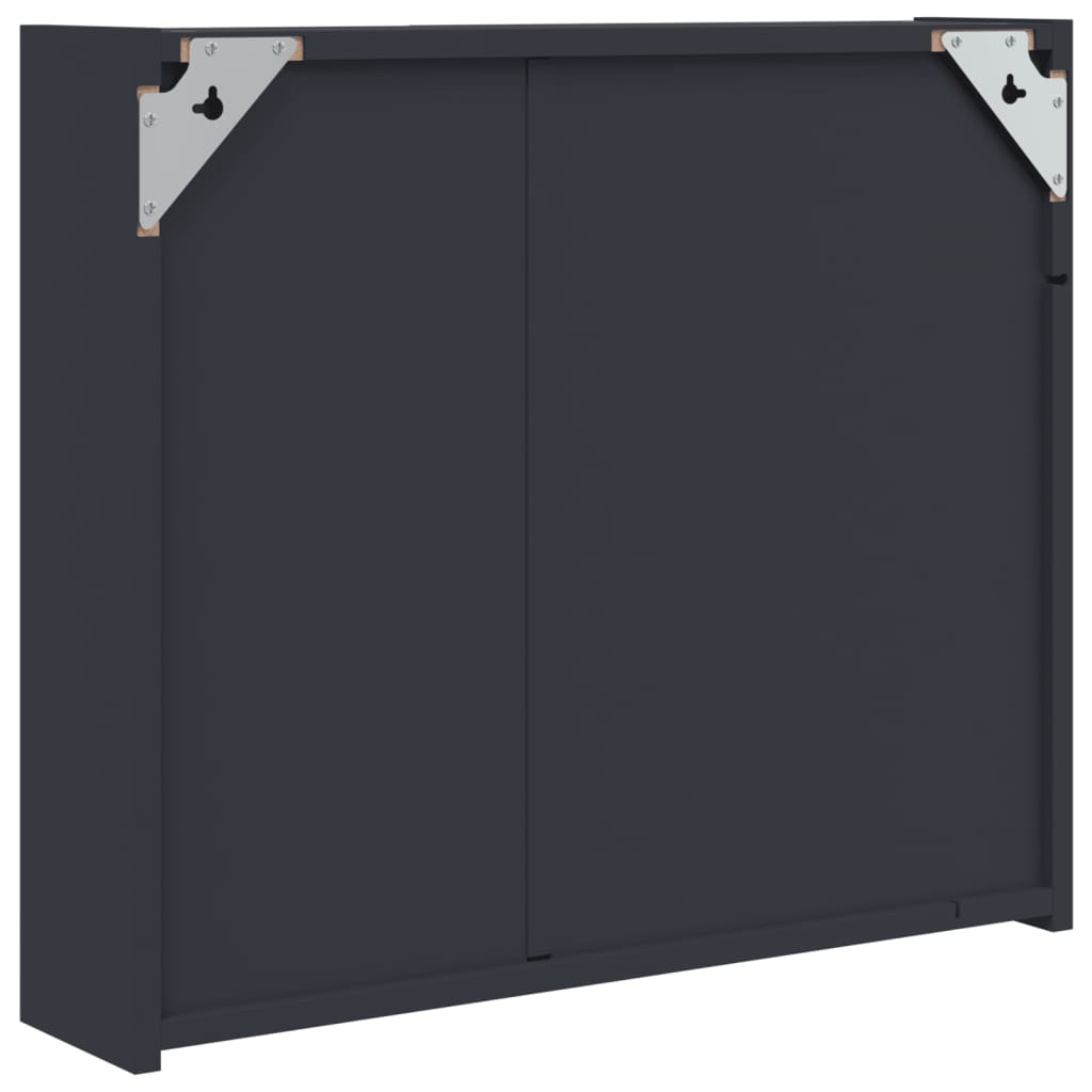 Bathroom Mirror Cabinet with LED Light Grey 60x13x52 cm