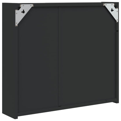 Bathroom Mirror Cabinet with LED Light Black 60x13x52 cm