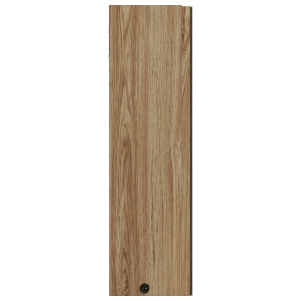 Bathroom Mirror Cabinet with LED Light Oak 60x13x52 cm