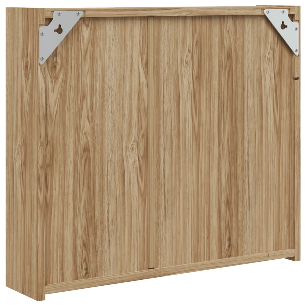 Bathroom Mirror Cabinet with LED Light Oak 60x13x52 cm