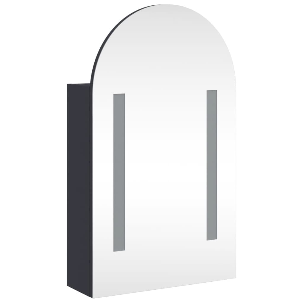 Bathroom Mirror Cabinet with LED Light Arched Grey 42x13x70 cm