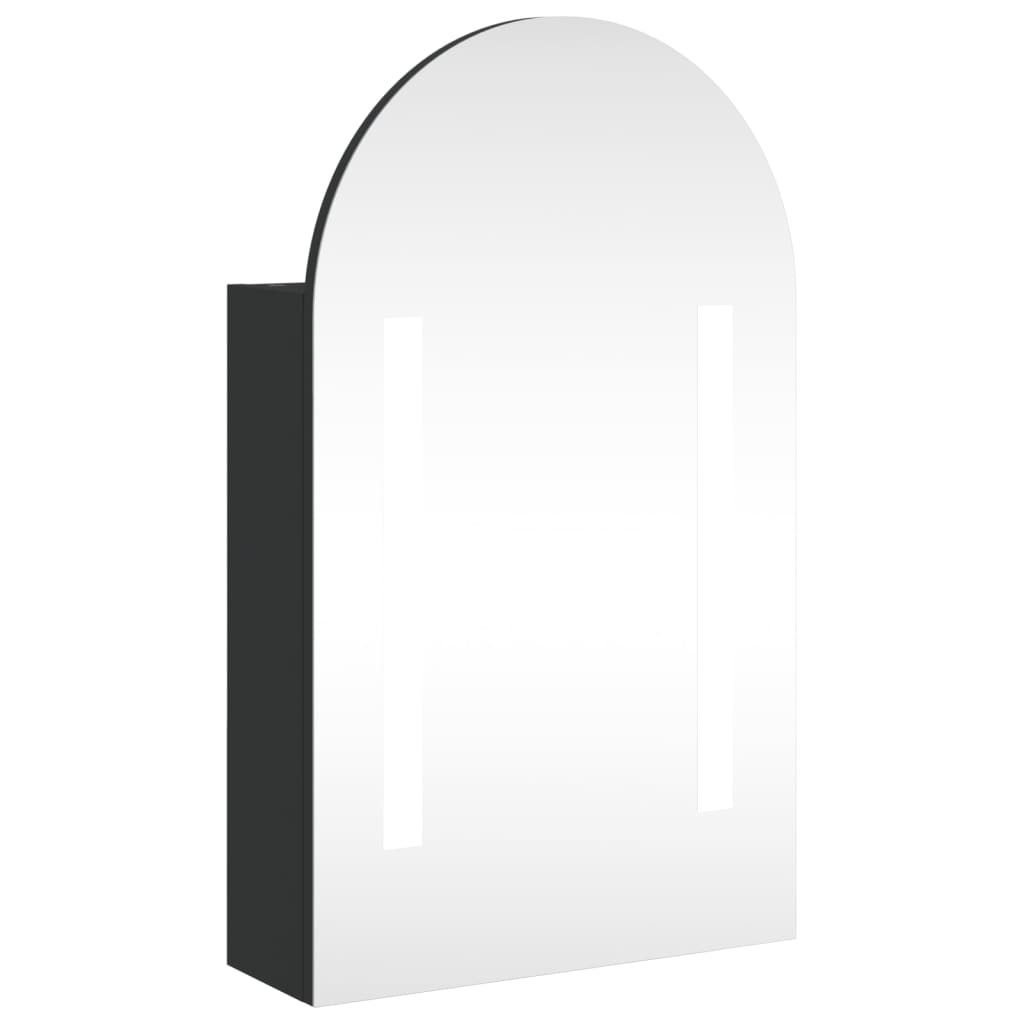 Bathroom Mirror Cabinet with LED Light Arched Black 42x13x70 cm