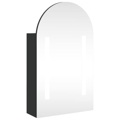 Bathroom Mirror Cabinet with LED Light Arched Black 42x13x70 cm