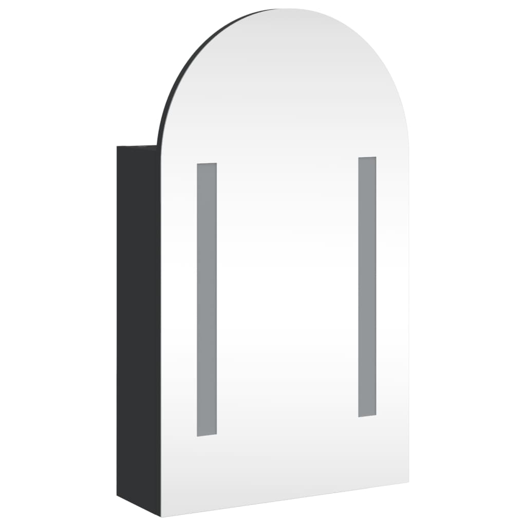 Bathroom Mirror Cabinet with LED Light Arched Black 42x13x70 cm