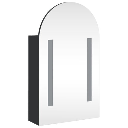 Bathroom Mirror Cabinet with LED Light Arched Black 42x13x70 cm