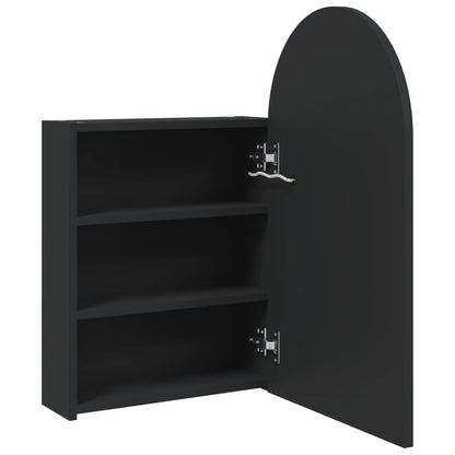 Bathroom Mirror Cabinet with LED Light Arched Black 42x13x70 cm