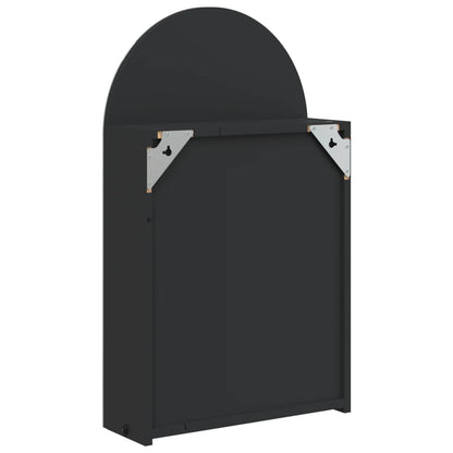 Bathroom Mirror Cabinet with LED Light Arched Black 42x13x70 cm