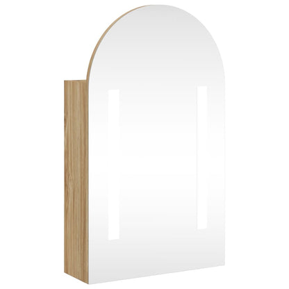 Bathroom Mirror Cabinet with LED Light Arched Oak 42x13x70 cm