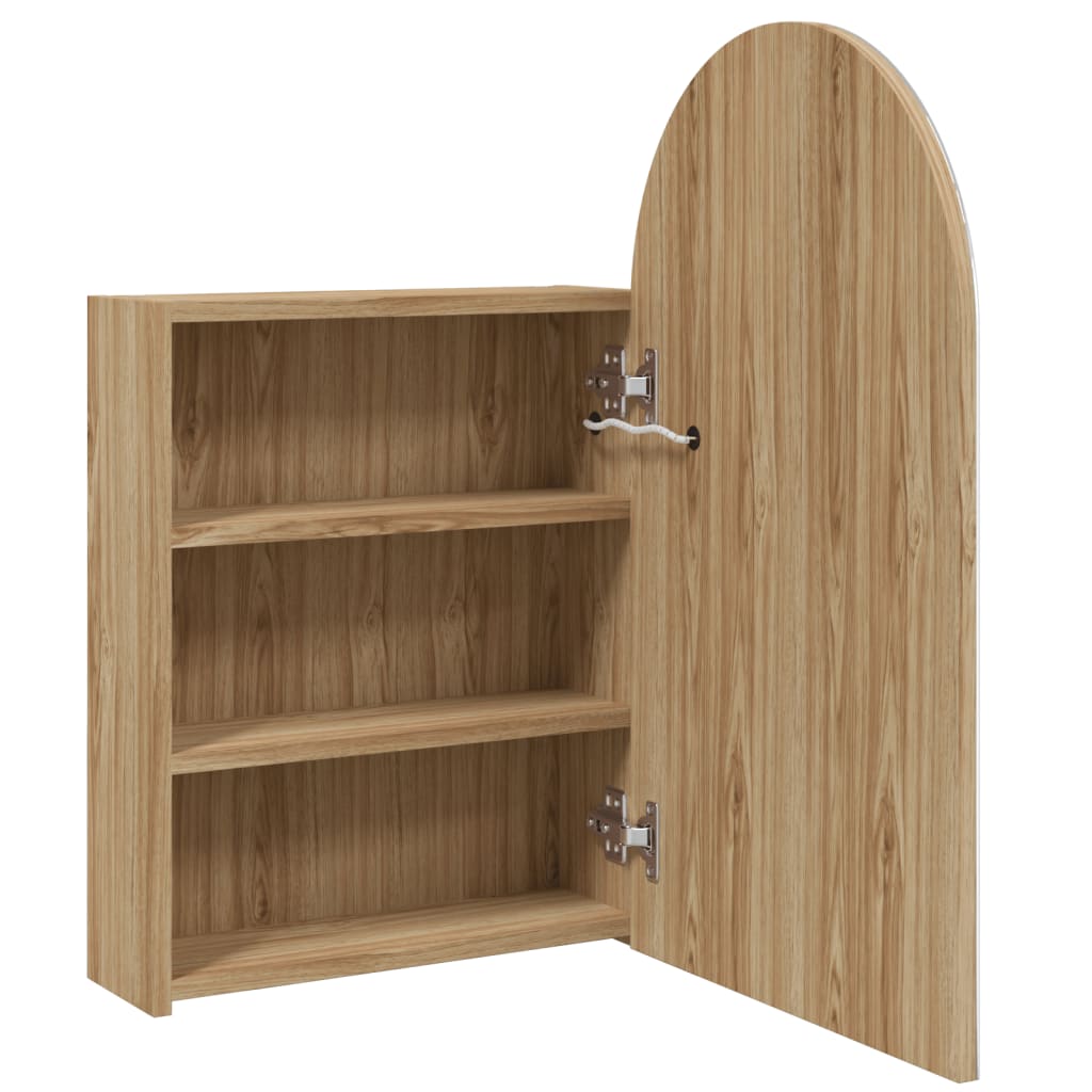 Bathroom Mirror Cabinet with LED Light Arched Oak 42x13x70 cm