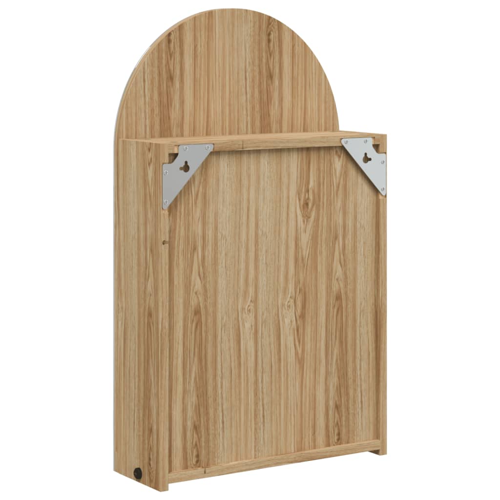 Bathroom Mirror Cabinet with LED Light Arched Oak 42x13x70 cm