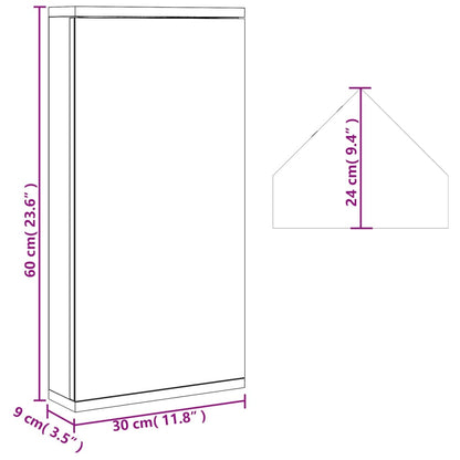 Corner Bathroom Mirror Cabinet Grey 30x24x60 cm