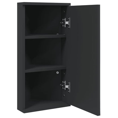 Corner Bathroom Mirror Cabinet Black 30x24x60 cm