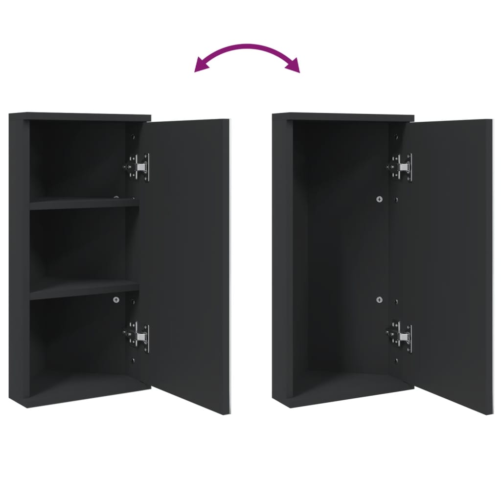 Corner Bathroom Mirror Cabinet Black 30x24x60 cm