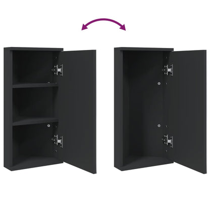 Corner Bathroom Mirror Cabinet Black 30x24x60 cm