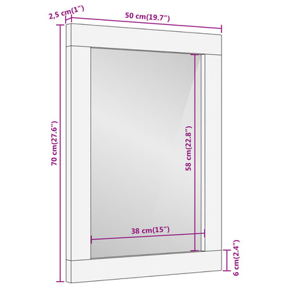 Bathroom Mirror 50x70x2.5 cm Solid Wood Mango and Glass