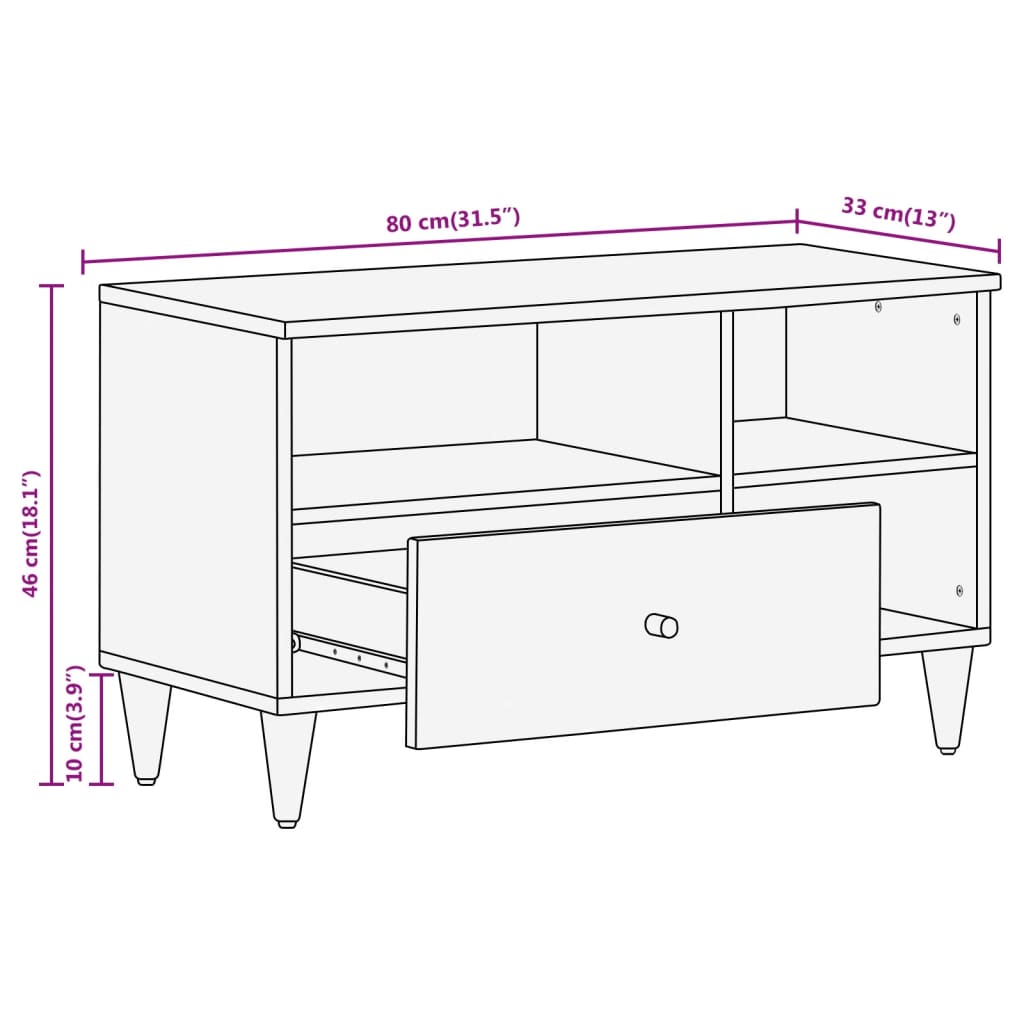 TV Cabinet 80x33x46 cm Solid Wood Mango