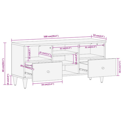 TV Cabinet 100x33x46 cm Solid Wood Mango