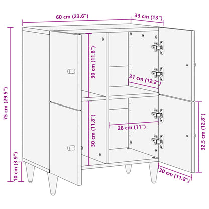 Side Cabinet 60x33x75 cm Solid Wood Mango