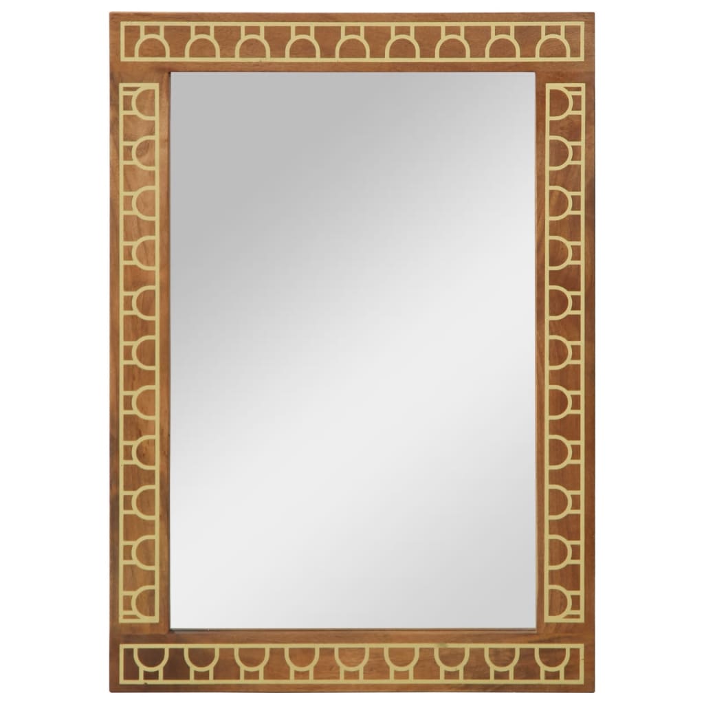 Bathroom Mirror 50x70x2.5 cm Solid Wood Mango and Glass