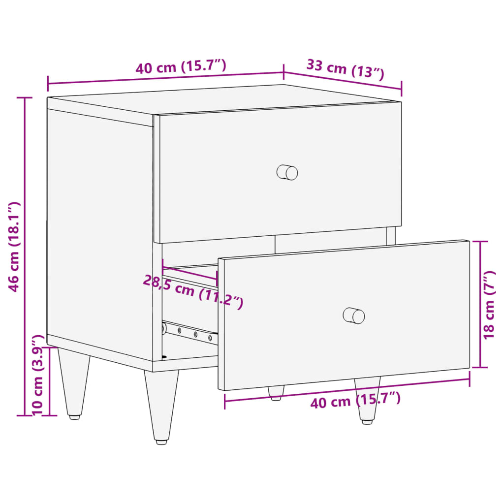 Bedside Cabinet 40x33x46 cm Solid Wood Mango