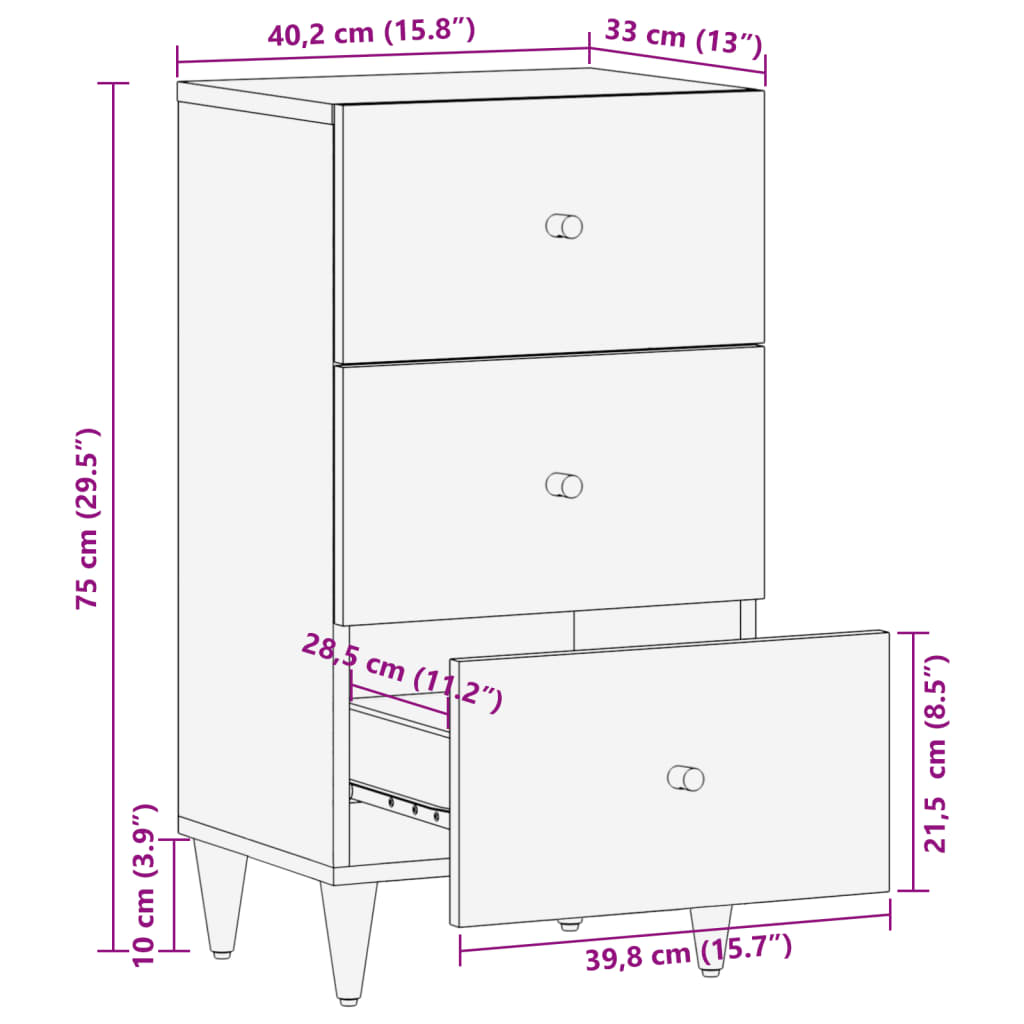 Side Cabinet 40x33x75 cm Solid Wood Mango