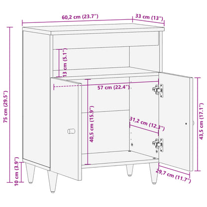 Side Cabinet 60x33x75 cm Solid Wood Mango