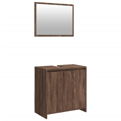 2 Piece Bathroom Furniture Set Brown Oak Engineered Wood