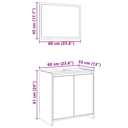 2 Piece Bathroom Furniture Set Brown Oak Engineered Wood