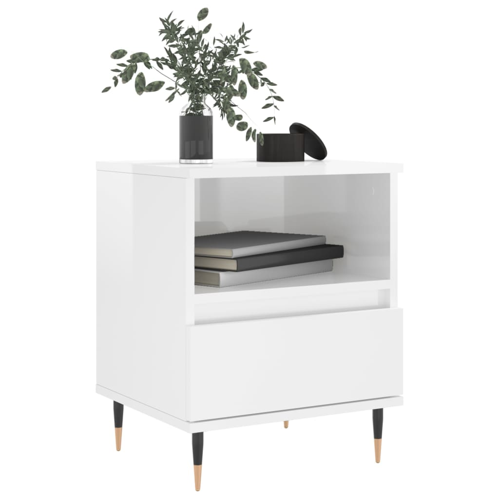 Bedside Cabinets 2 pcs High Gloss White 40x35x50 cm Engineered Wood