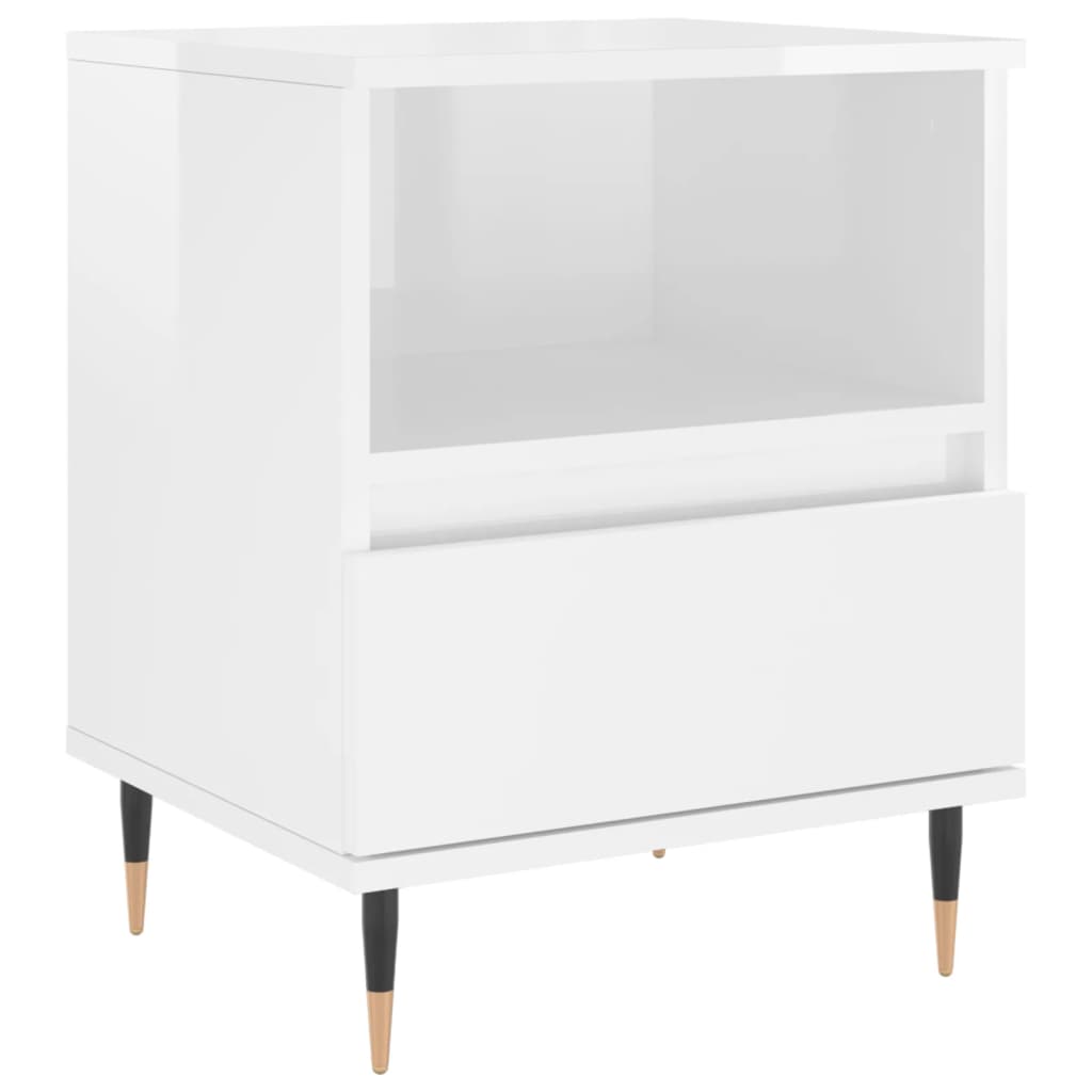 Bedside Cabinets 2 pcs High Gloss White 40x35x50 cm Engineered Wood