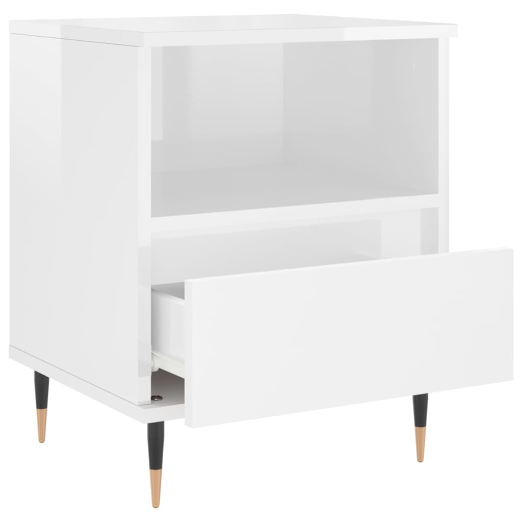 Bedside Cabinets 2 pcs High Gloss White 40x35x50 cm Engineered Wood