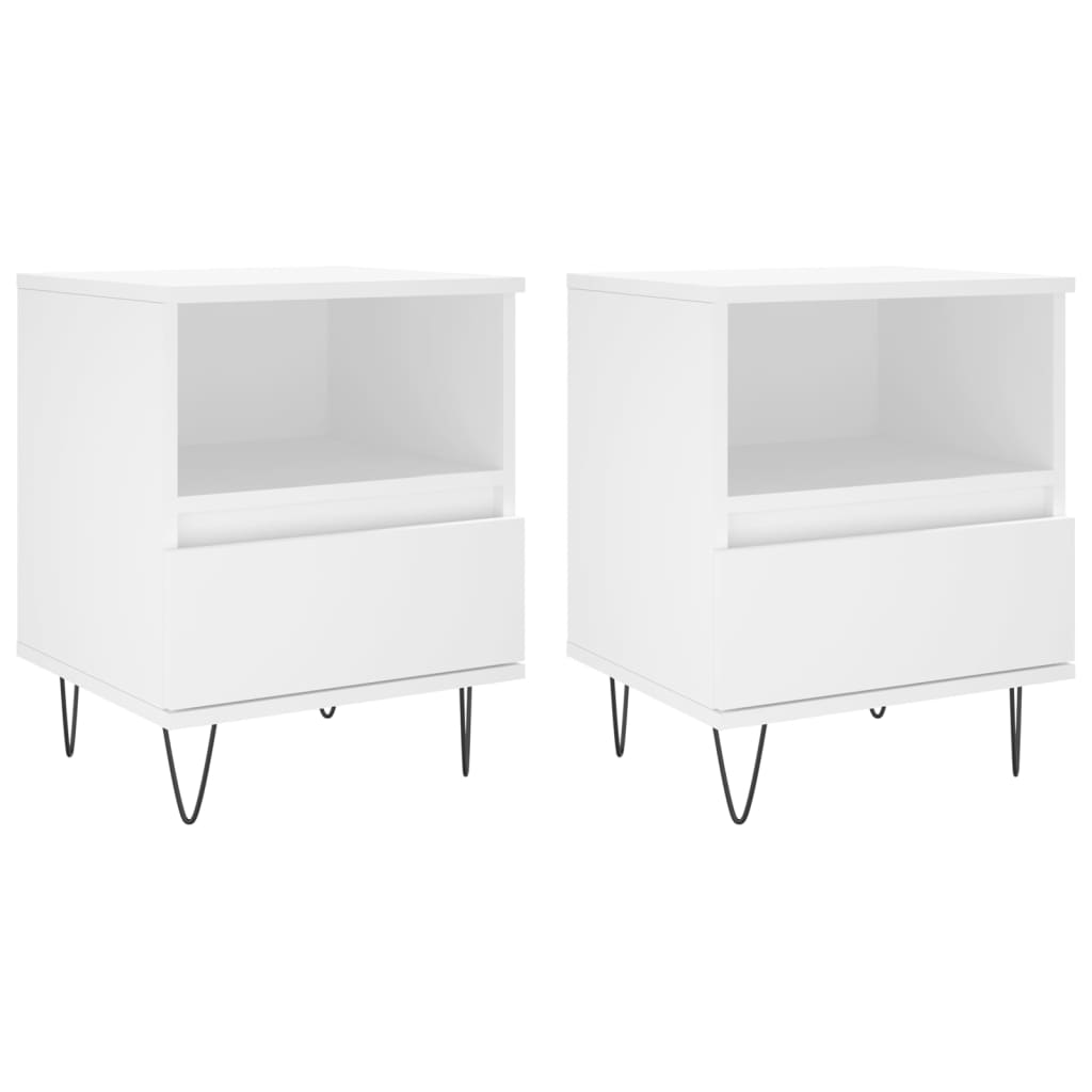 Bedside Cabinets 2 pcs White 40x35x50 cm Engineered Wood