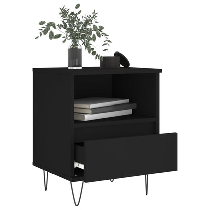 Bedside Cabinet Black 40x35x50 cm Engineered Wood