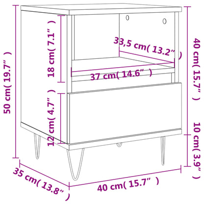 Bedside Cabinet Black 40x35x50 cm Engineered Wood