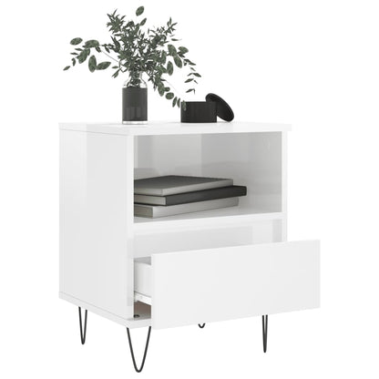 Bedside Cabinet High Gloss White 40x35x50 cm Engineered Wood