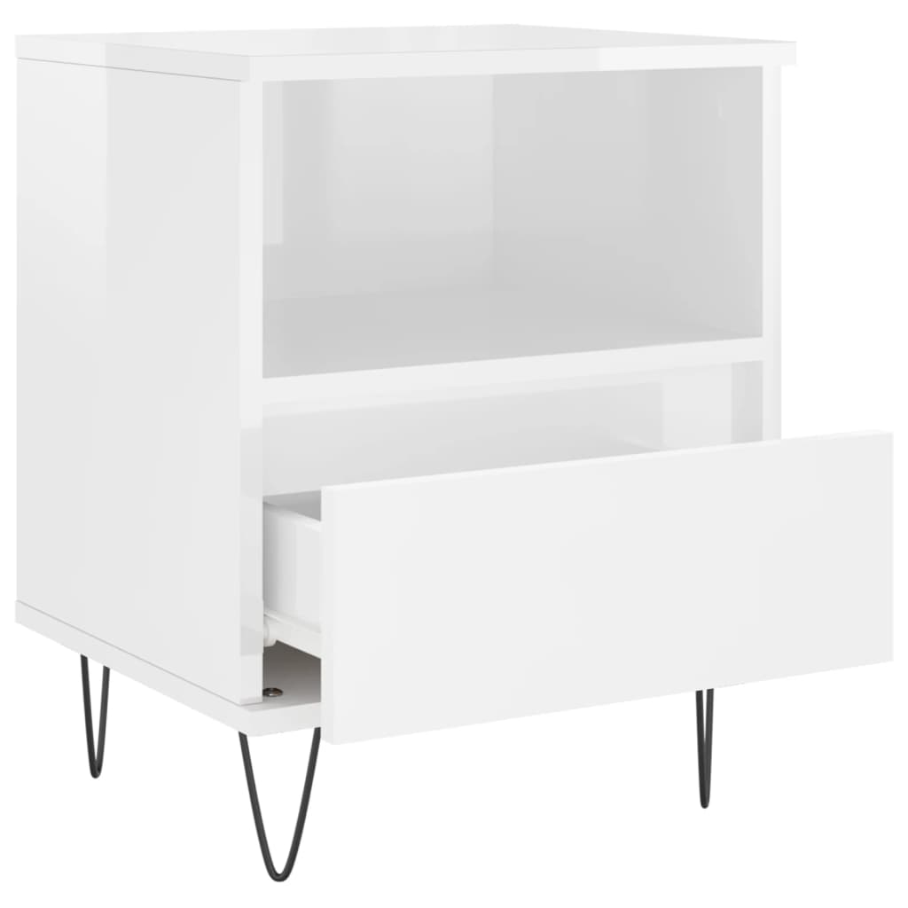 Bedside Cabinet High Gloss White 40x35x50 cm Engineered Wood